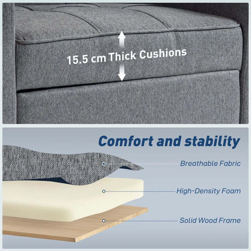 HOMCOM 3-in-1 Single Sofa Bed, Convertible Sleeper Chair Bed - Dark Grey