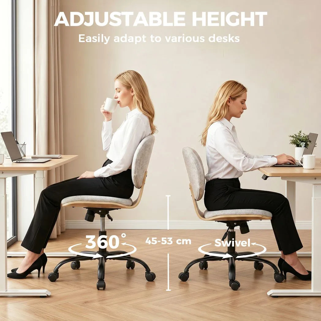 HOMCOM Home Office Desk Chair Rocking Function Ergonomic Swivel Chair with PU Wheels, Light Grey