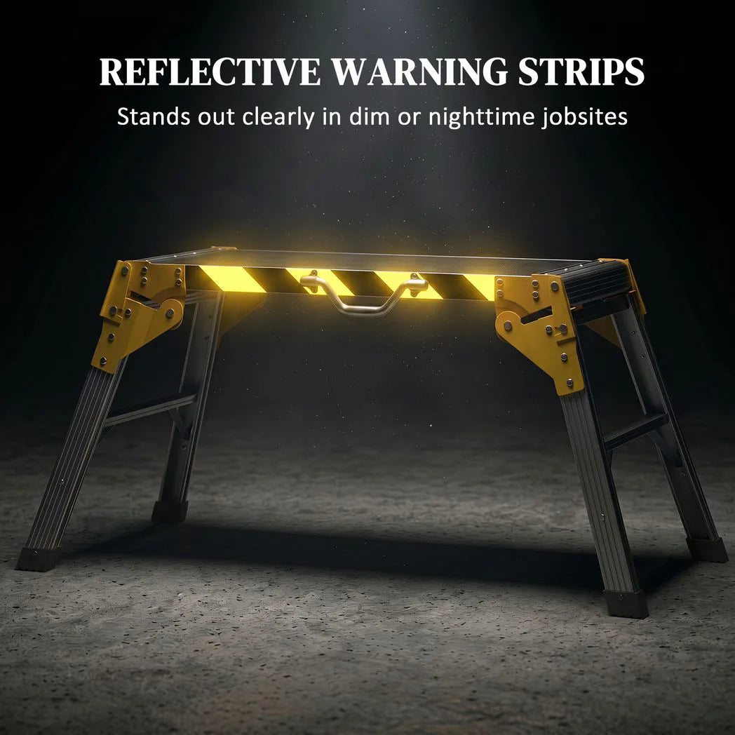 HOMCOM Work Bench, Foldable Aluminium Alloy Tool Stand with Handle, Non Slip, 150 kg, 110 x 32 x 50 cm
