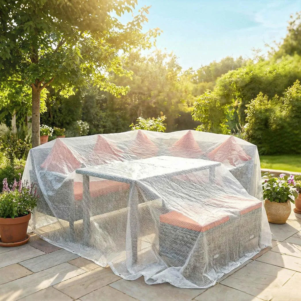 Outsunny 4 x 6m Waterproof Tarpaulin, Heavy Duty 140GSM Tear-Resistant PE Tarp with Reinforced Grommets, UV Protected Cover