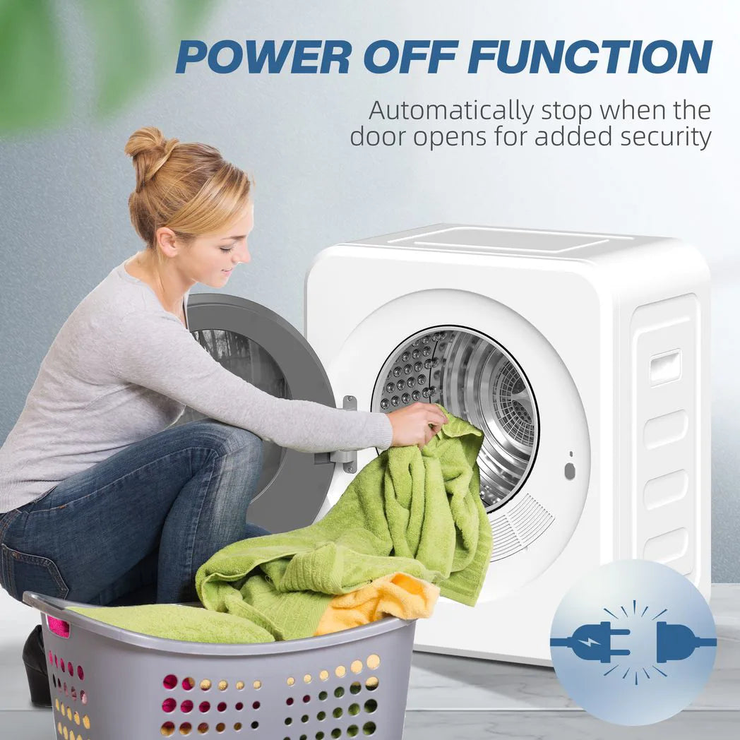 HOMCOM Vented Tumble Dryer, 4 kg Front Tumble Dryer with Stainless Steel Tub, 800W Compact Freestanding, White