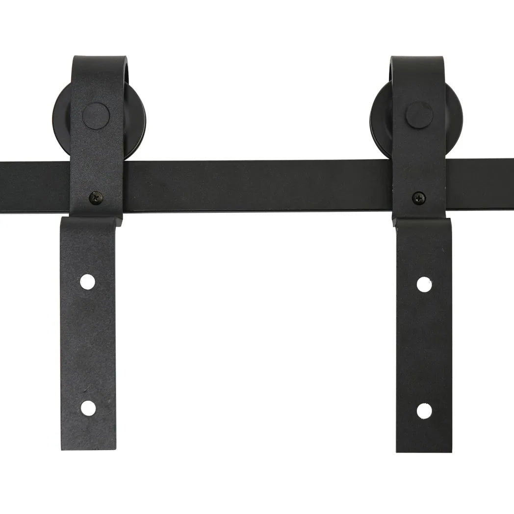 HOMCOM 6.6FT/200cm Sliding Barn Door Hardware Track Kit, 90kg Heavy Duty Carbon Steel Sliding Door Rail for 2 Doors, Black