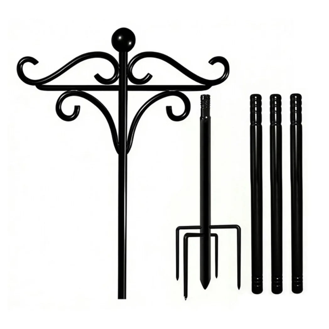 Bird Feeder Pole Stand,193cm Adjustable Feeding Station Hanging Hook, Heavy Duty