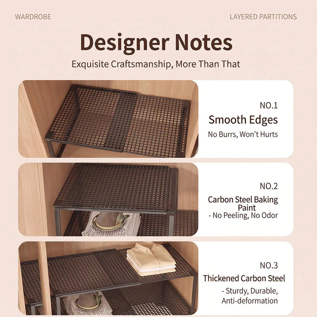 Extendable wardrobe tiered shelves, wardrobe storage rack,cabinet tiered shelves-27-38CM