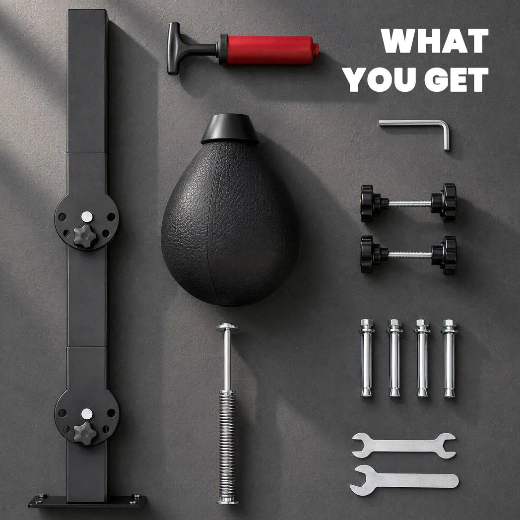 SPORTNOW Wall Mount Speed Bag, Height Adjustable Boxing Speed Bag with Manual Air Pump and Wrenches, Home Gym Workout Equipment