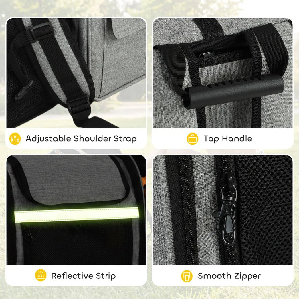 PawHut Dog Carrier Backpack Expandable, Breathable Pet Carrier Bag for Small Puppy Cat with Reflective Strip for Travel Hiking