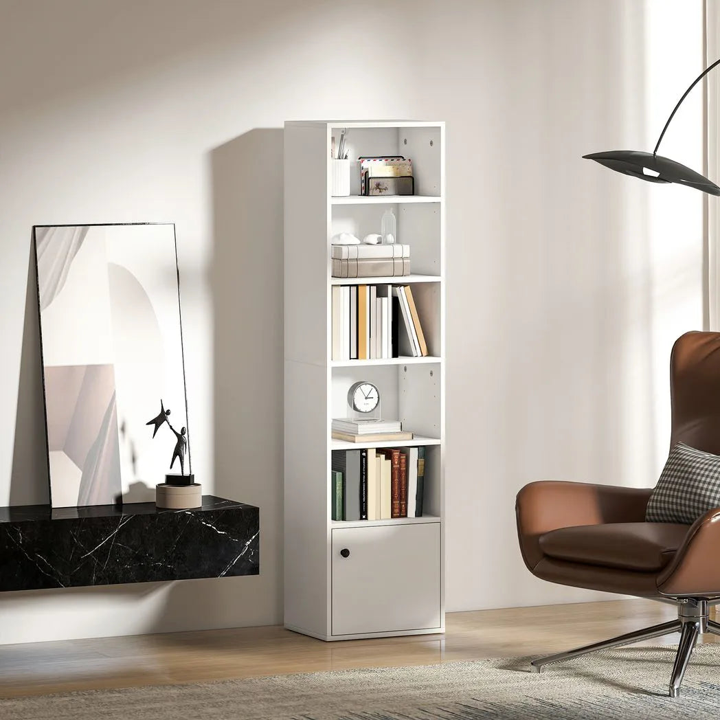 HOMCOM 6-Tier 156 cm Tall Bookcase - White
