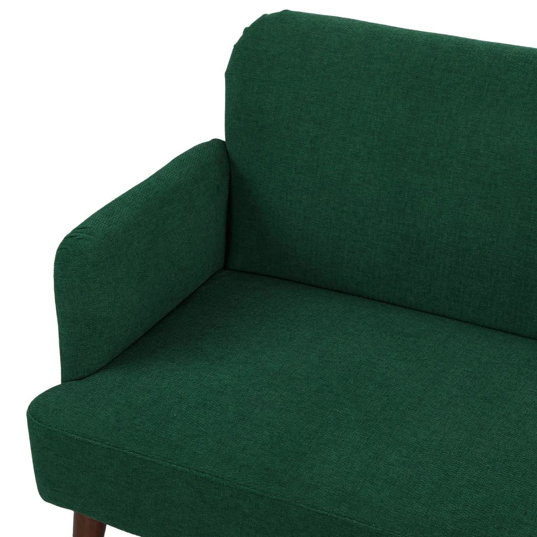 HOMCOM Velvet Feel Fabric 2 Seater Sofa, Small Sofa Loveseat with 21cm Thick Padding and Wood Legs, Dark Green