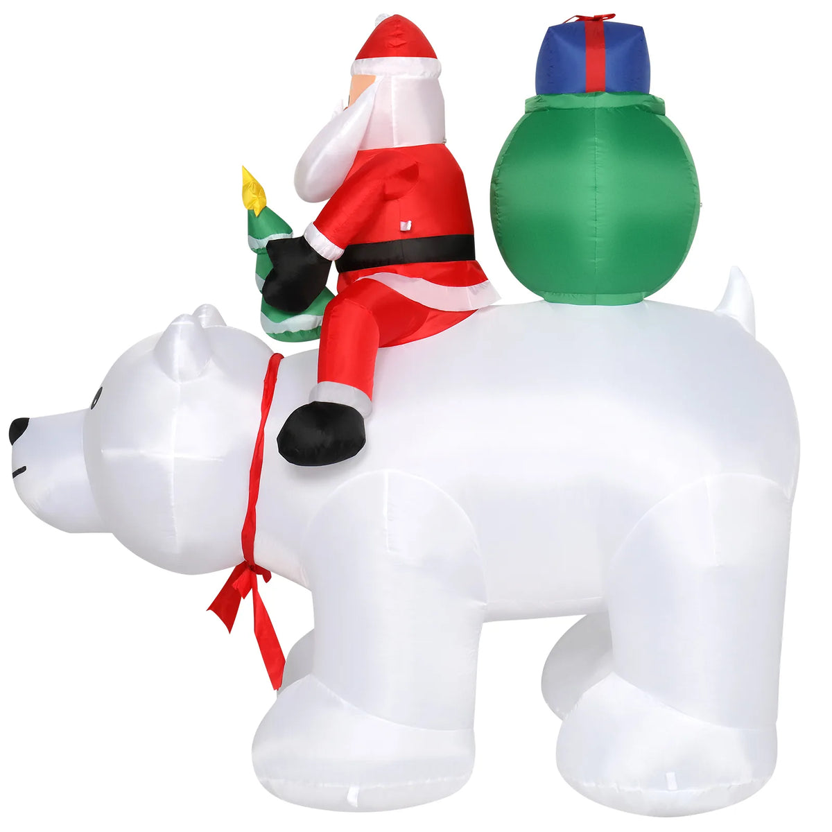 6ft 15W 7pcs LED Lights Santa Claus Rides Polar Bear Garden Santa Claus Decoration