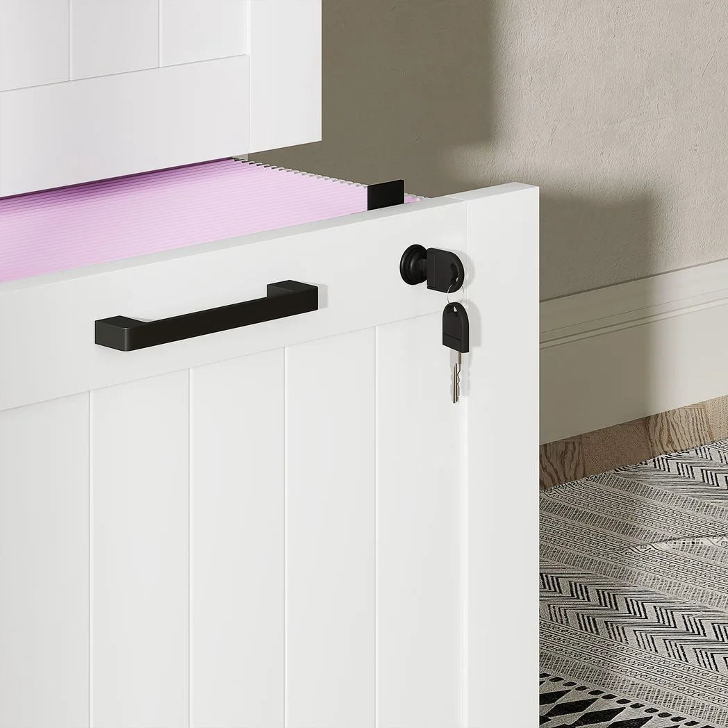 HOMCOM 4 Drawer Filing Cabinet with Lock, Office Storage Cabinet with Adjustable Hanging Bars for A4 Letter Size Files, White