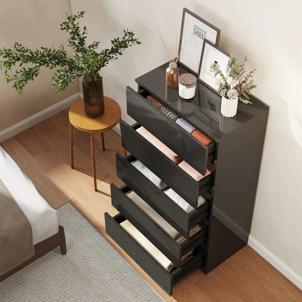 HOMCOM Chest of Drawers, 5-Drawer Storage Cabinets, Modern Dresser, Storage Drawer Unit for Bedroom