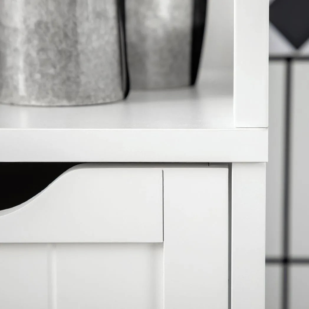 HOMCOM Narrow Floor Cabinet, Bathroom Cabinet with 3 Drawers and 2 Open Shelves, 30W x 30D x 141.6Hcm, White