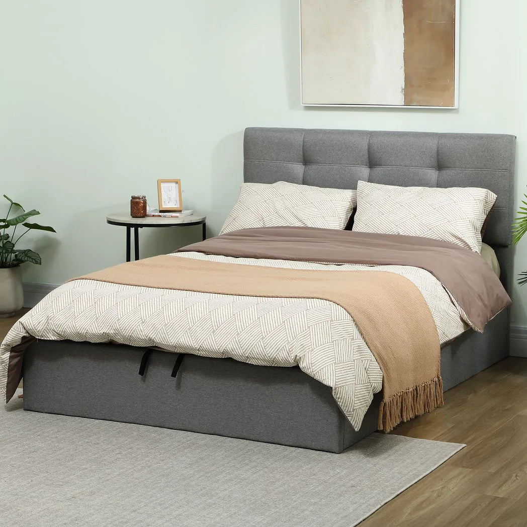 HOMCOM 5ft King Ottoman Bed with Gas Lift Storage - Grey