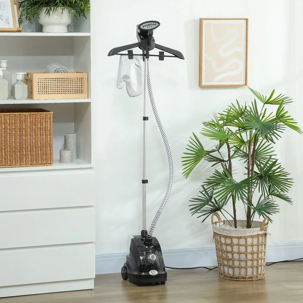 HOMCOM Clothes Steamer with Adjustable Pole Clothes Steamer 11 Steam Levels 41-110 cm Black