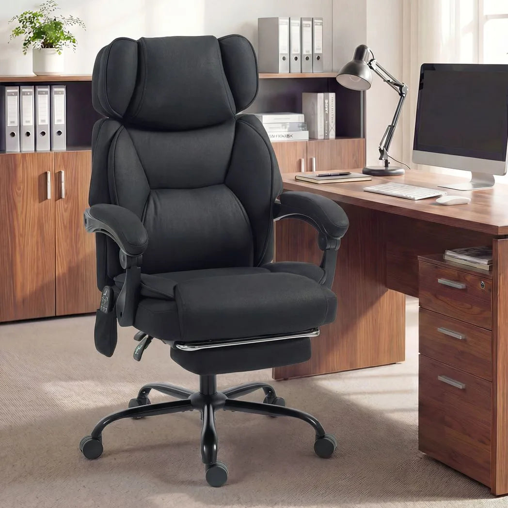 HOMCOM High Back Vibration Massage Office Chair Heated Reclining Computer Chair w/ Adjustable Height, Swivel Wheels, Black