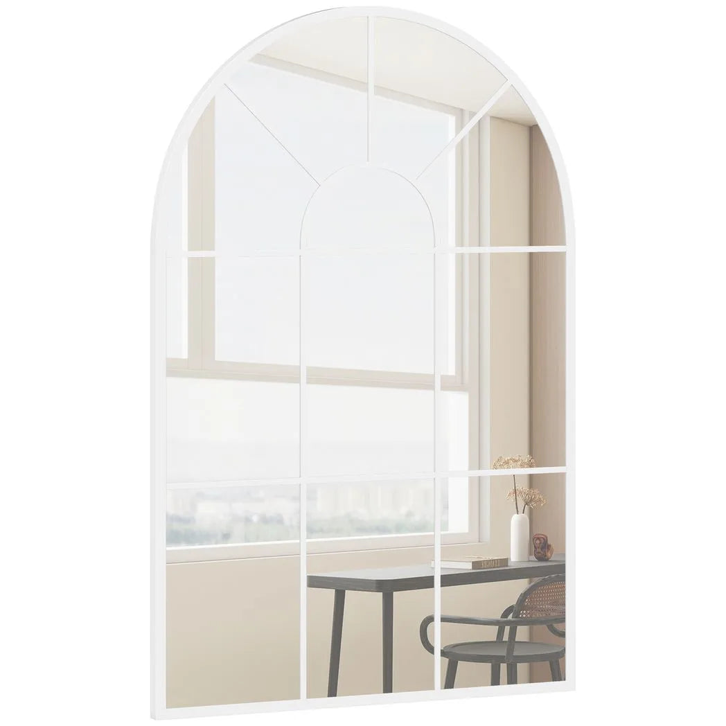 HOMCOM 90 X 61cm Arched Grid Mirror - White