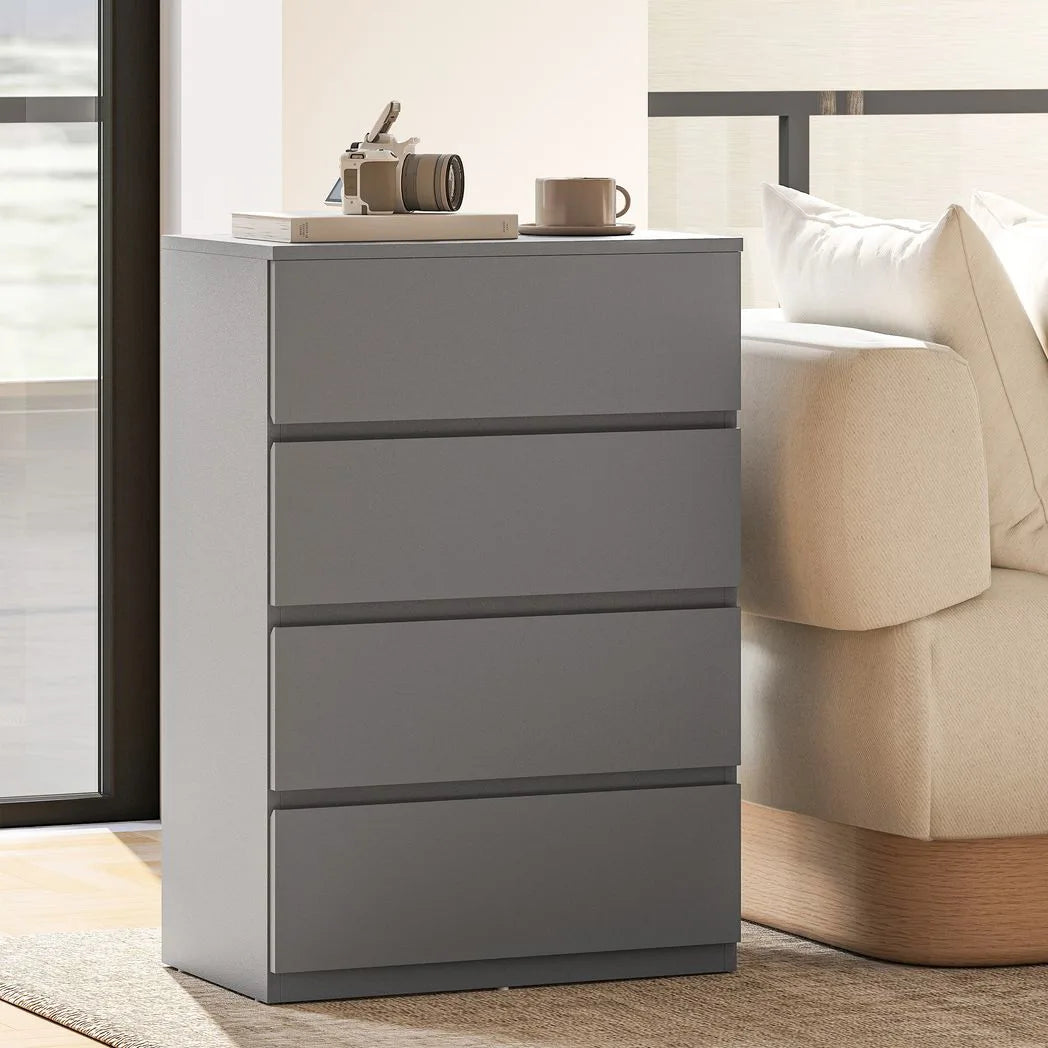 HOMCOM Chest of Drawers, 4-Drawer Storage Cabinets, Modern Dresser, Storage Drawer Unit for Bedroom