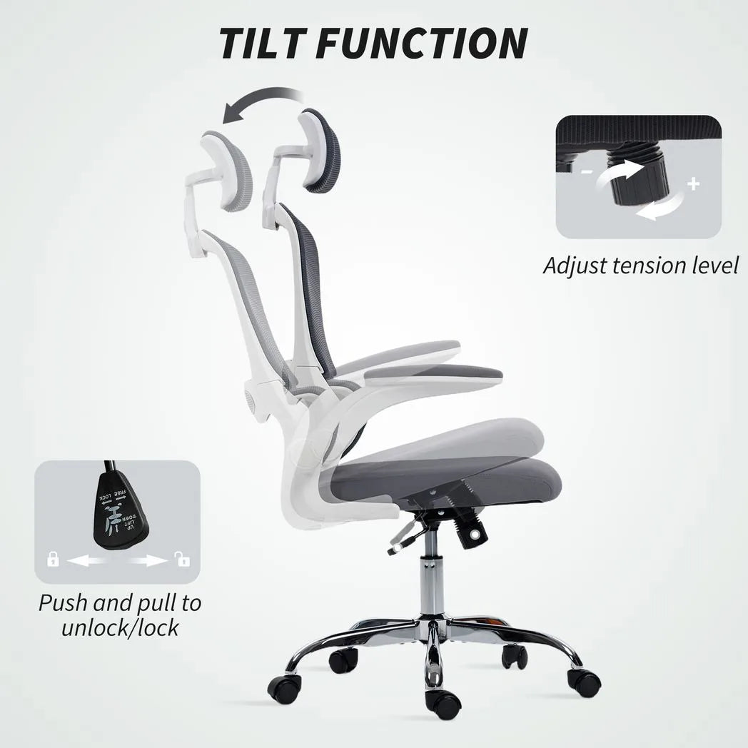 HOMCOM Mesh Back Office Chair, with Lumbar Support - Charcoal Grey