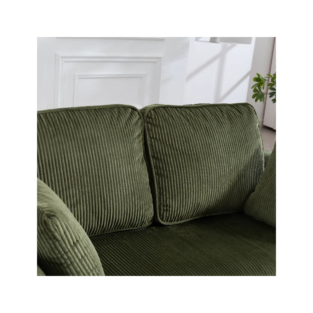 HOMCOM 2 Seater Sofa, 140 cm Loveseat Sofa with Spring Cushions, Metal Legs, 2 Pillows, Dark Green