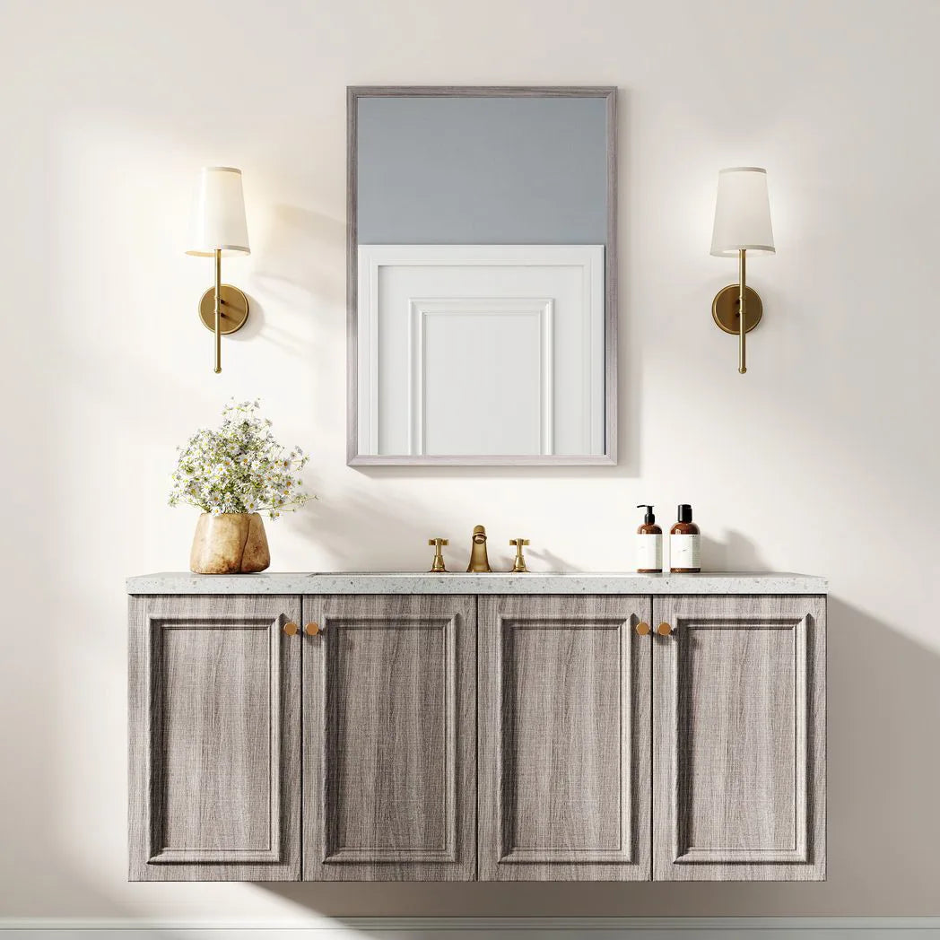 HOMCOM Wall Bathroom Mirror, 50 x 70 cm Wall-Mounted Mirror for Living Room, Bedroom, Hallway, Grey
