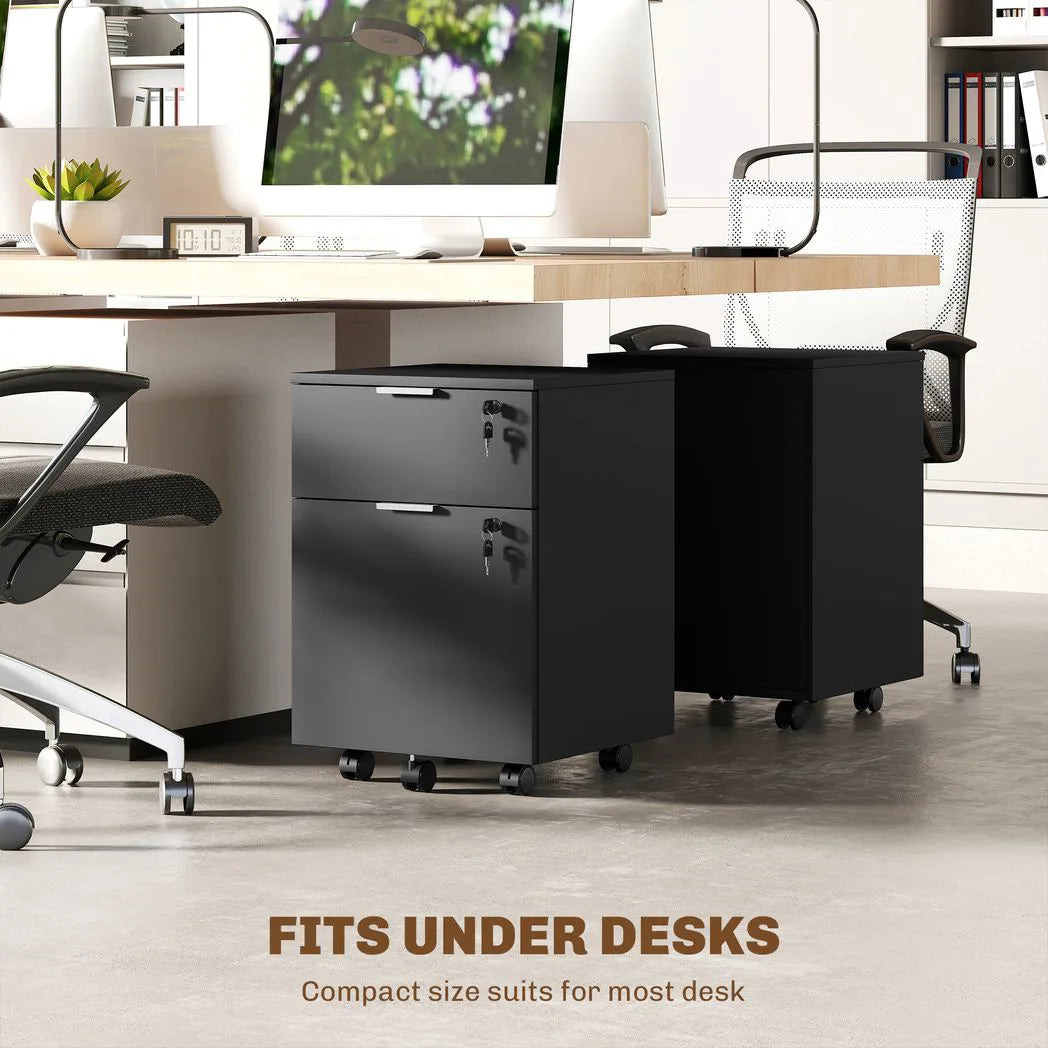HOMCOM Two-Drawer Lockable Filing Cabinet - Black