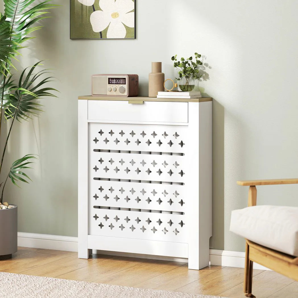 HOMCOM 78 x 19 cm Minimal Radiator Cover, with Drawer - White