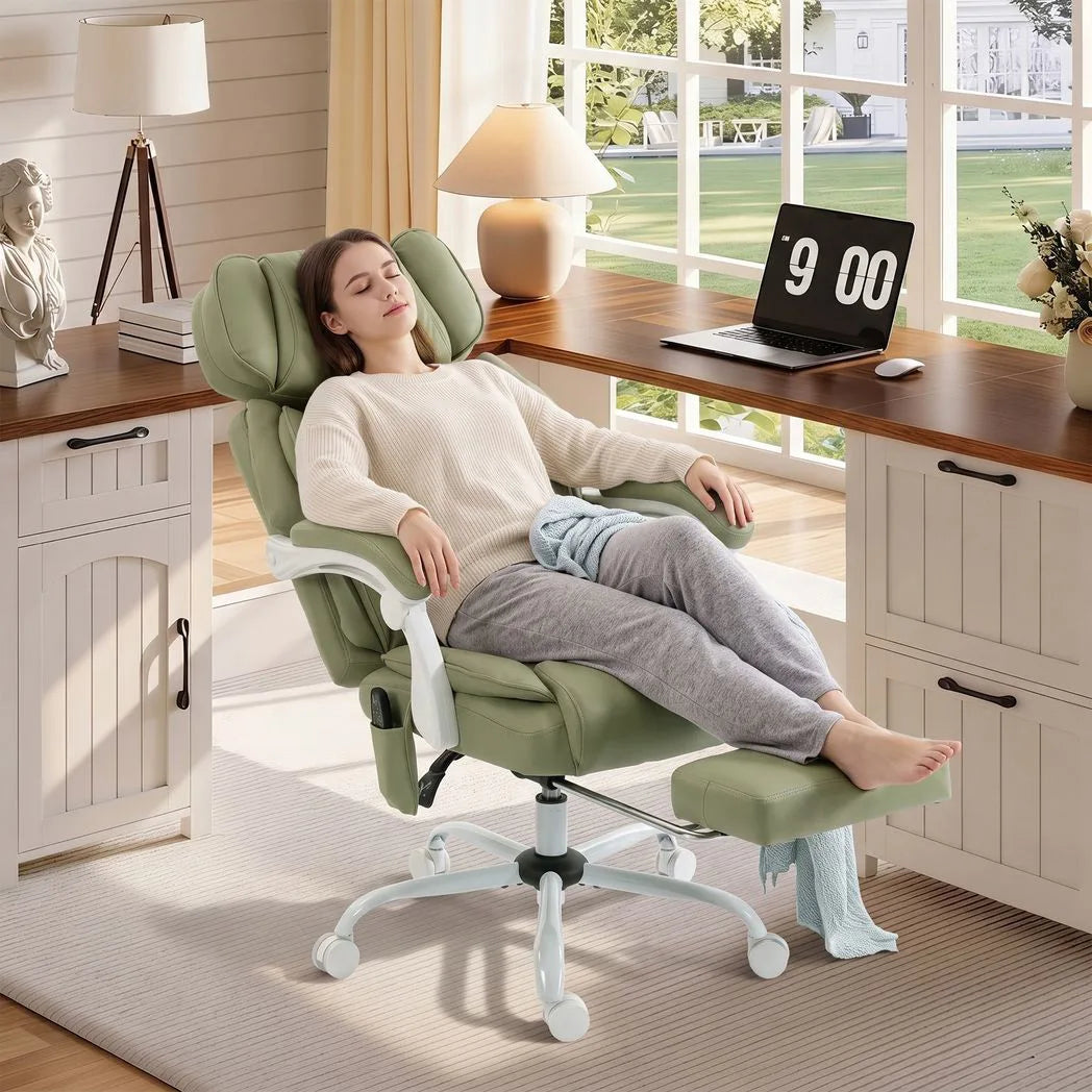 HOMCOM High Back Vibration Massage Office Chair Heated Reclining Computer Chair w/ Adjustable Height, Swivel Wheels, Lime Green