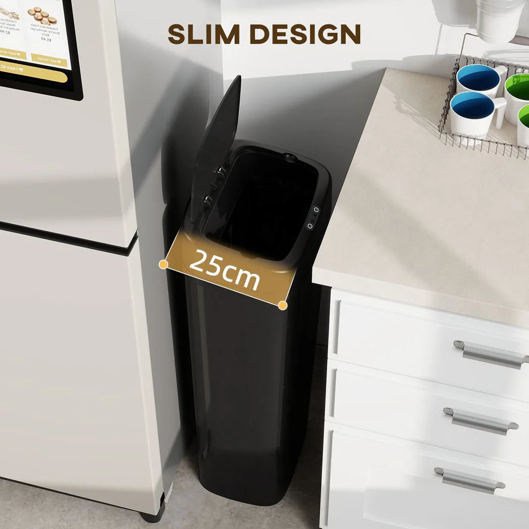 HOMCOM 50L Stainless Steel Sensor Bin - Black