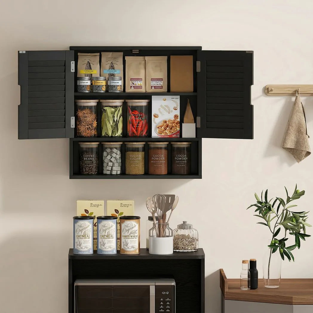 HOMCOM Bathroom Cabinet, Wall Mounted Storage Cabinet with Adjustable Shelves, 60 x 20 x 60 cm, Black
