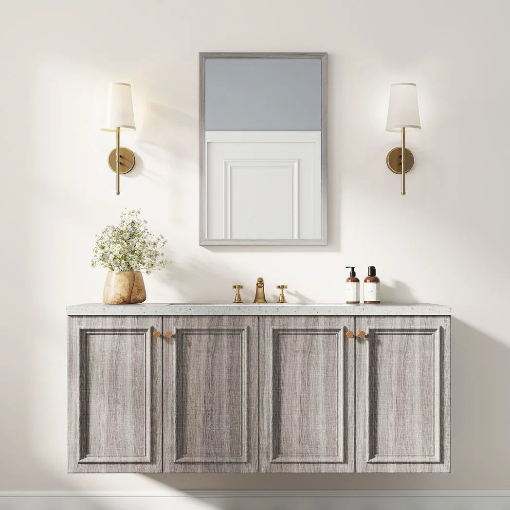 HOMCOM Wall Bathroom Mirror, 40 x 60 cm Wall-Mounted Mirror for Living Room, Bedroom, Hallway, Grey