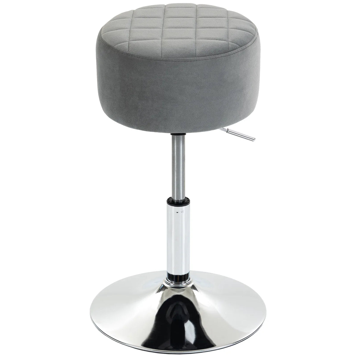 HOMCOM Bar Stool Adjustable Swivel Chair Velvet-Feel Seat 1 Piece, Grey