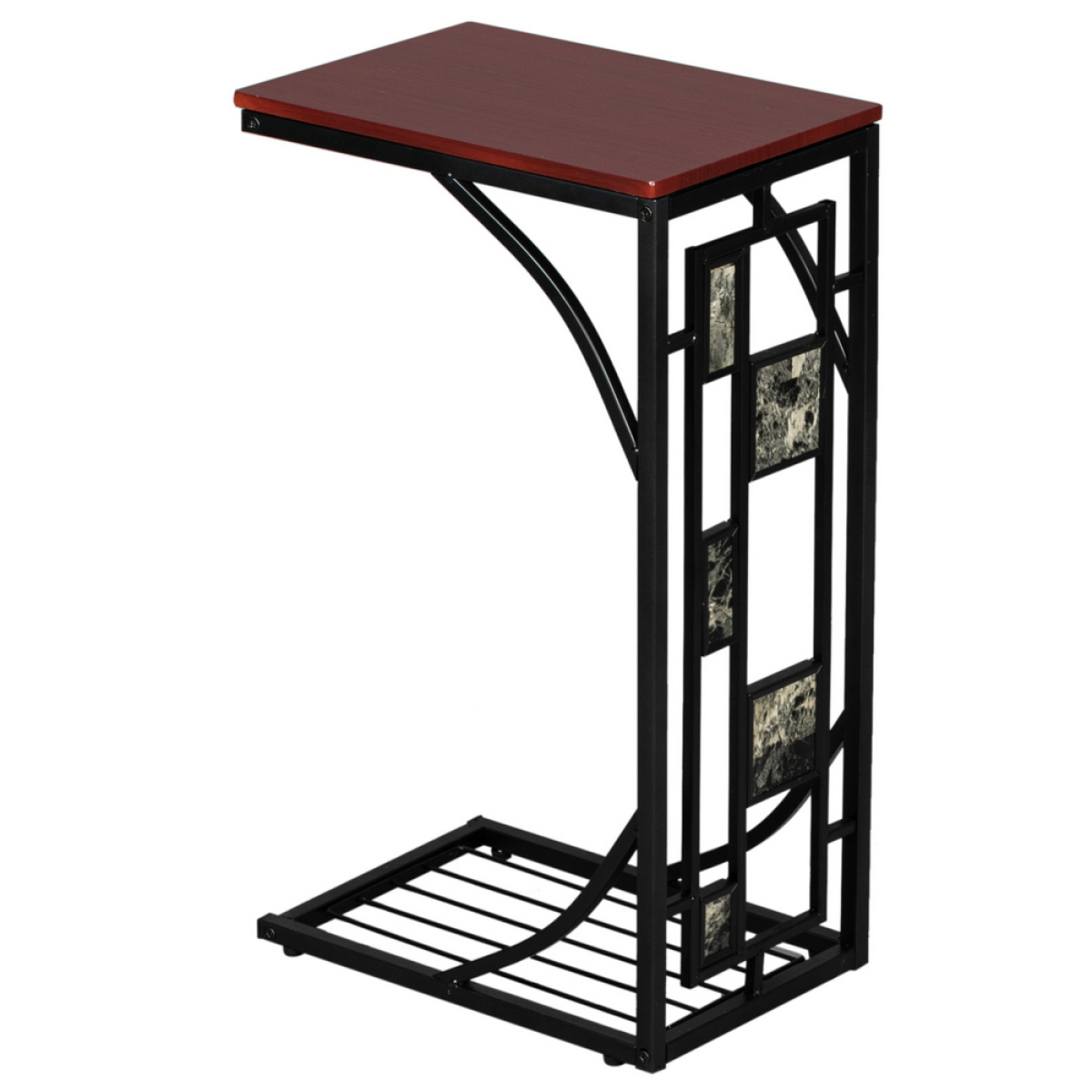 cortex-london-windsor-c-shaped-end-table-brown-gravel-pattern-black-powder-coated-base