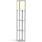4-Tier Floor Lamp, Floor Light with Storage Shelf, Grey 3-Tier
