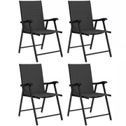 Outsunny Folding Garden Chairs Set of 4, Foldable Garden Dining Chairs with High Back, Armrests, Texteline Seat, Black
