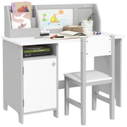 Two-Piece Childrens Table and Chair Set w/ Whiteboard Storage - Grey