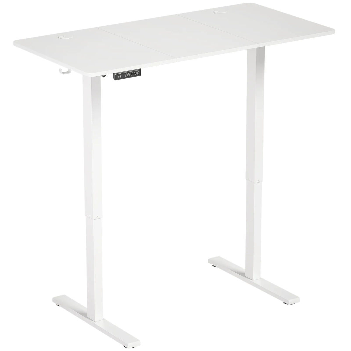 HOMCOM Standing Desk Memory Control Height Adjustable Desk 2 Cable Holes LED Display Sit Stand Desk White