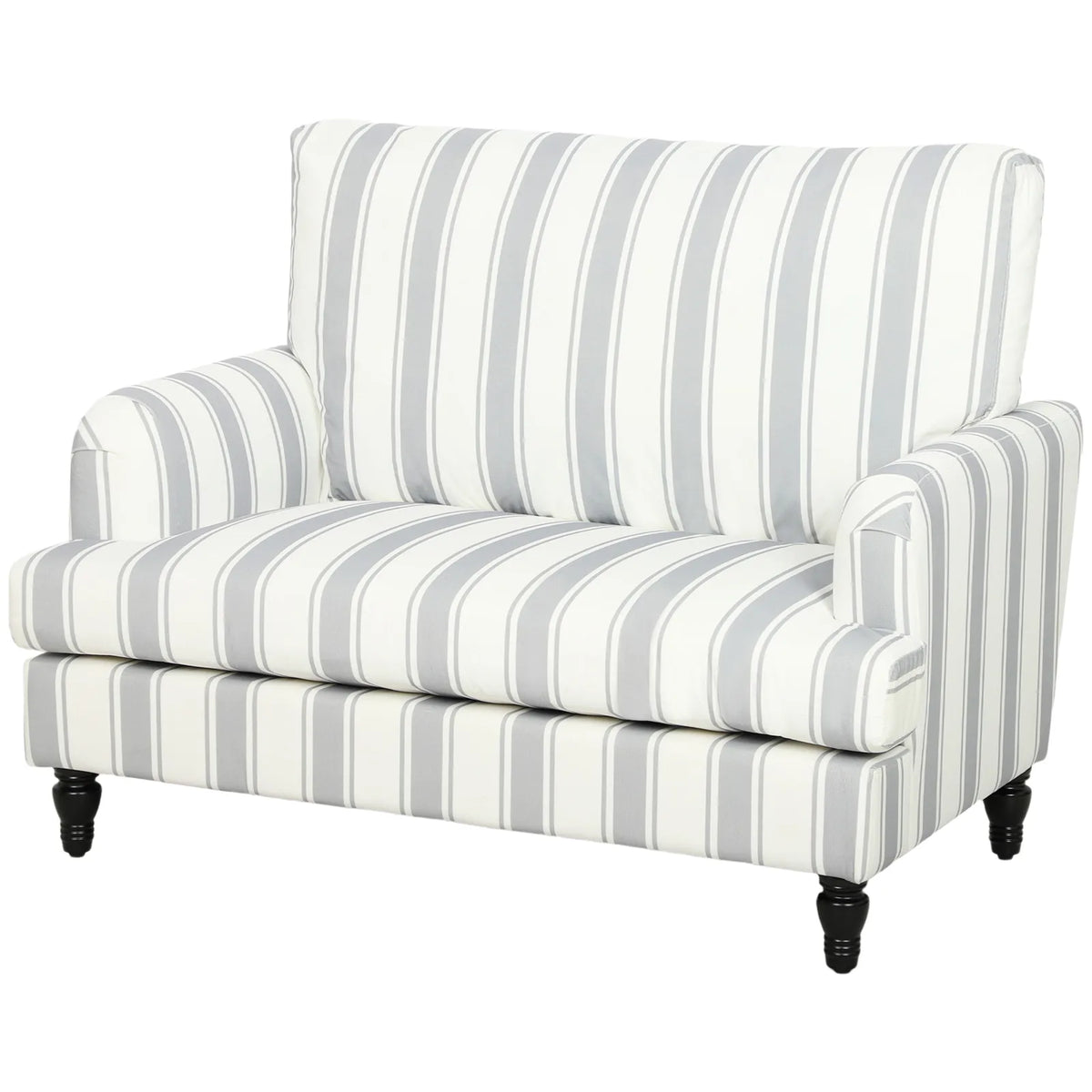 HOMCOM Velvet Single Sofa Armchair, Modern Accent Chair with Stripes, Turned Legs and Wide Seat, Grey