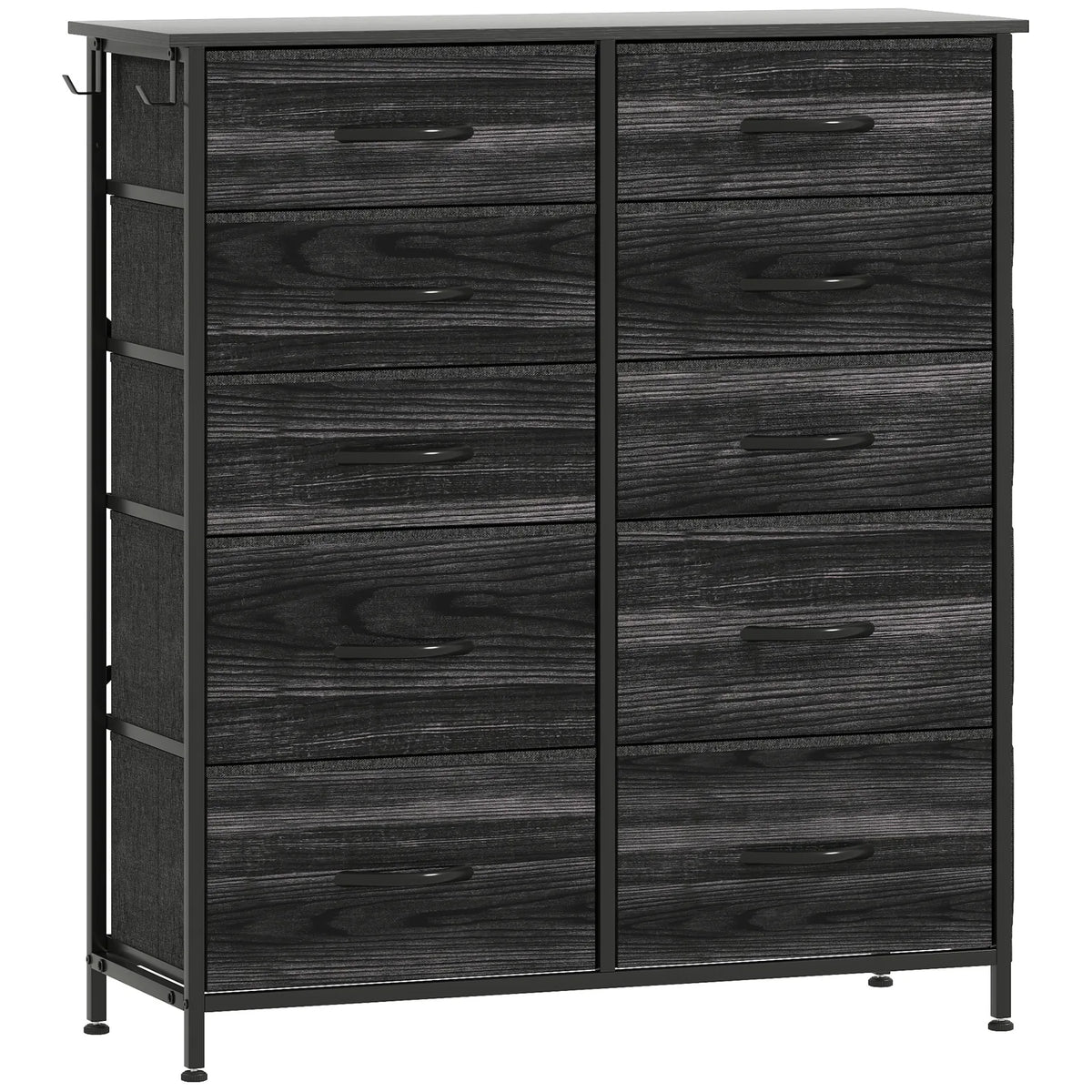 HOMCOM Chest of Ten Fabric Drawers - Black