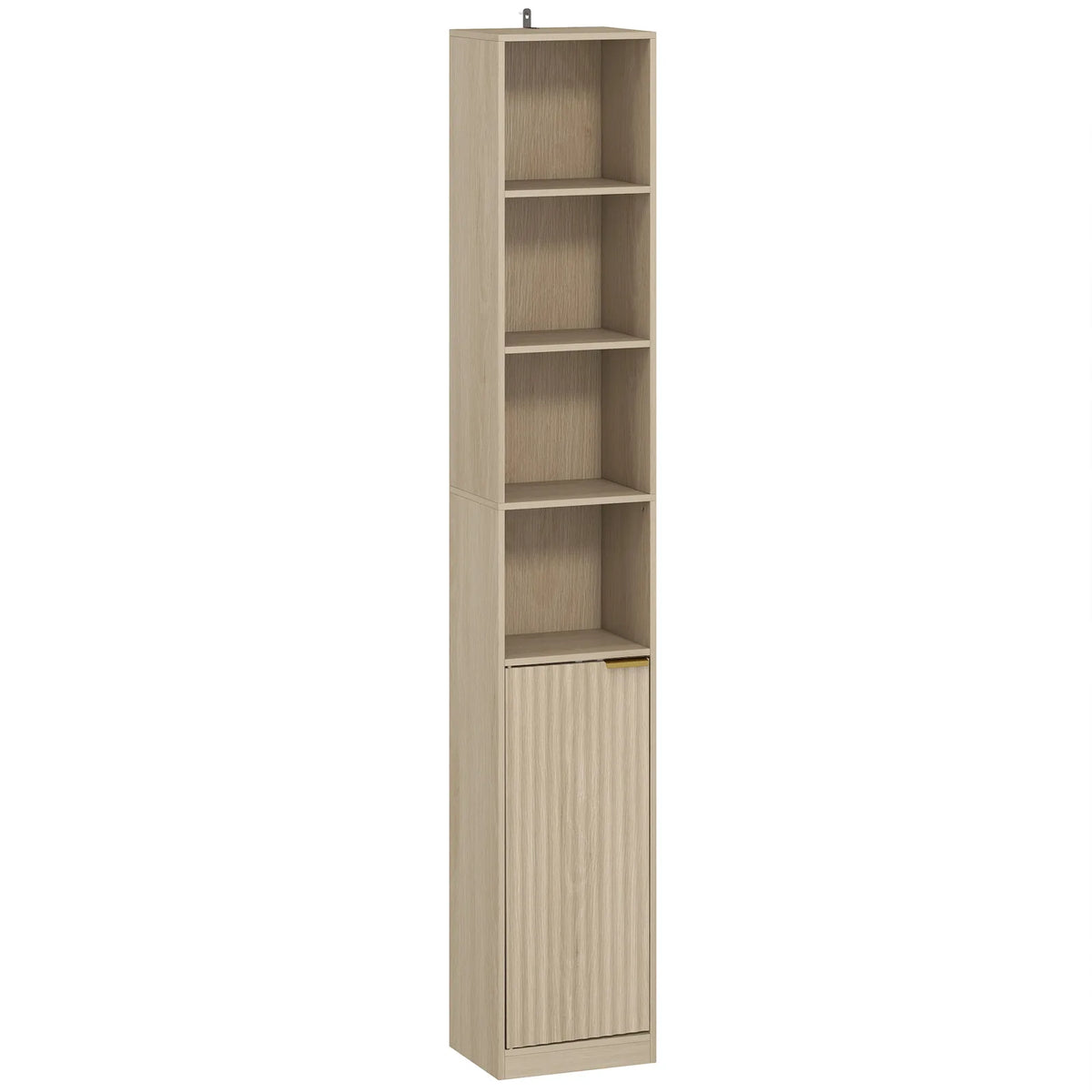 HOMCOM Bookcase Adjustable Shelf Bookshelf Anti-Tip Hardware 6-Tier Storage Cabinet Oak Wood Effect