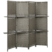 HOMCOM Wave Fibre Freestanding Folding Privacy Screen Panels, Room Divider, Grey
