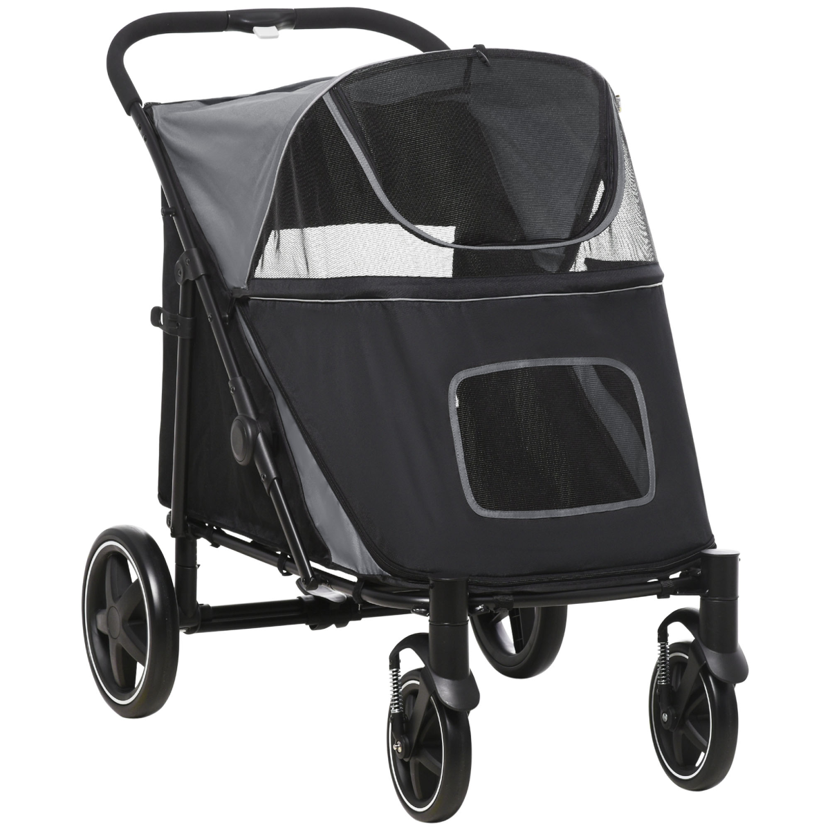 cortex-london-windsor-foldable-dog-pram-universal-wheels-grey-black