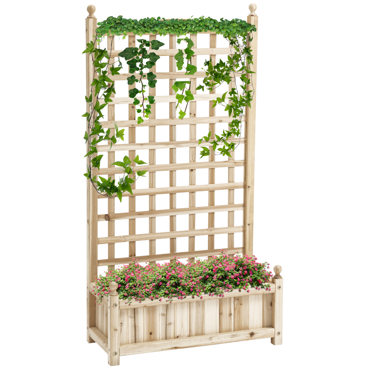 cortex-london-yorkshire-fir-wood-raised-garden-bed-trellis-planter-natural
