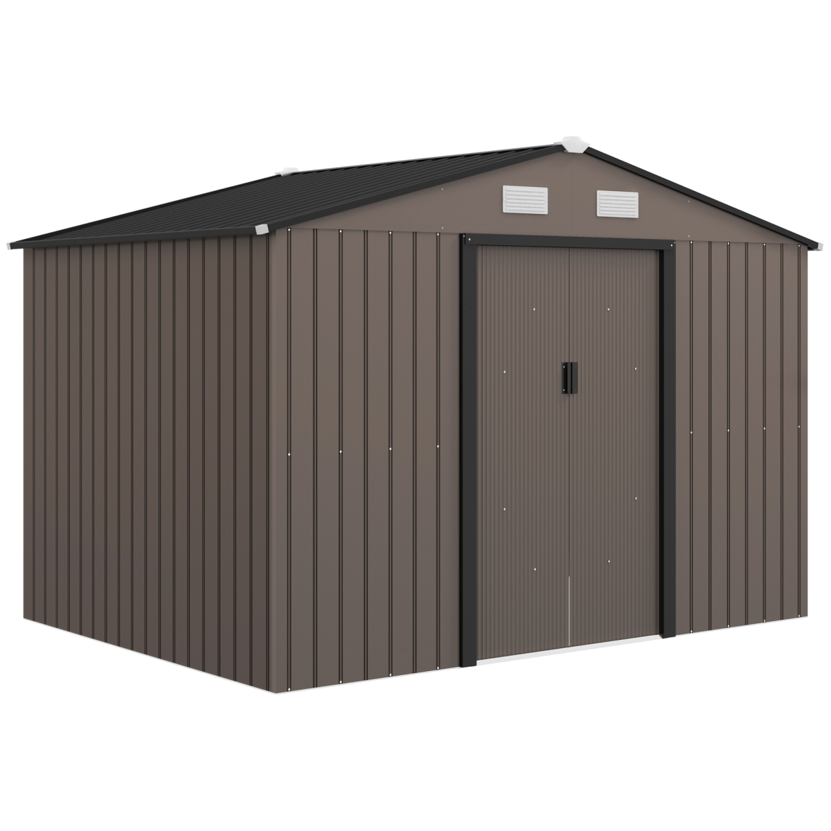 cortex-london-windsor-9-x-6ft-brown-galvanised-metal-sliding-door-garden-shed