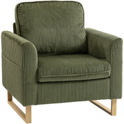 HOMCOM Accent Chair with Spring, Modern Industrial Armchair with Metal Legs for Livingroom Dark Green
