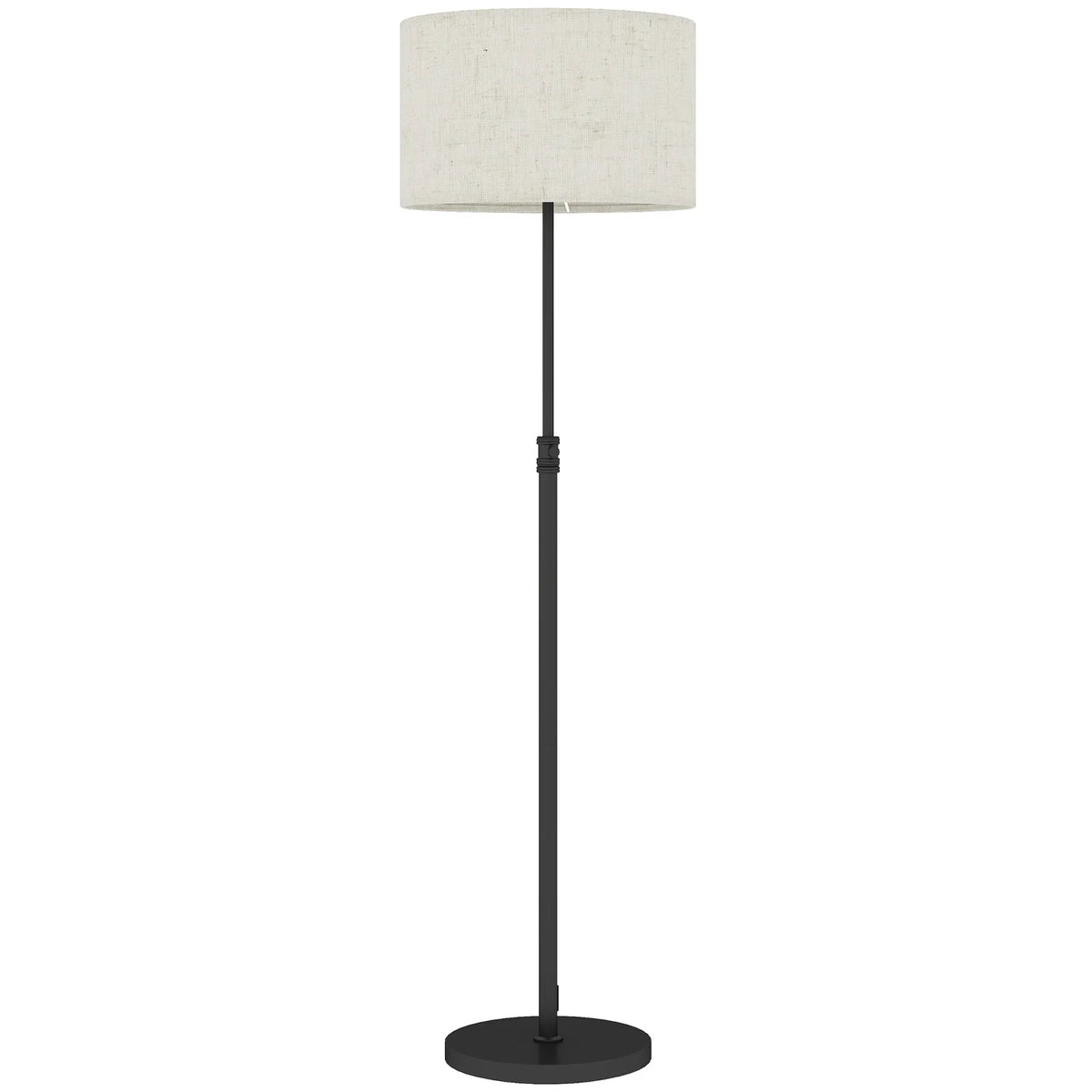 HOMCOM Floor Lamp with Remote, Height Adjustable Standing Lamp with Linen Shade, Dimmable with 3000K-6000K Adjustable Colour Temperatures, Foot Switch for Living Room Bedroom Office, Black
