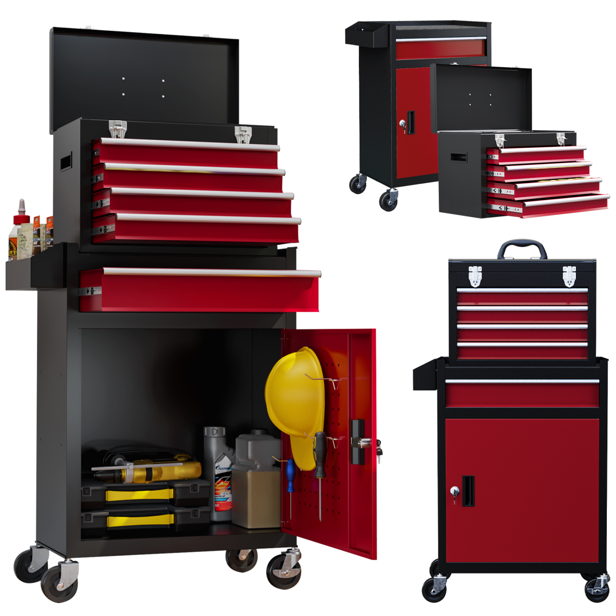 cortex-london-windsor-steel-tool-cabinet-on-wheels-five-drawers-black-red