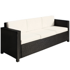 3 Seater Rattan Garden Sofa Black Outdoor Patio Wicker Weave Furniture Chair
