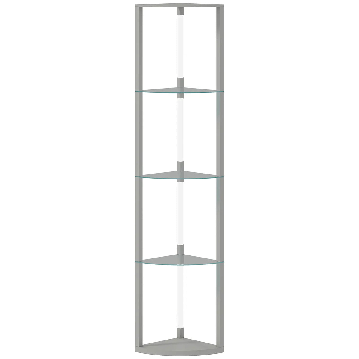 HOMCOM LED Floor Lamp with Shelves, Dimmable Standing Lamp with Foot Switch for Living Room, Bedroom, Grey