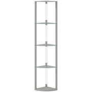 HOMCOM LED Floor Lamp with Shelves, Dimmable Standing Lamp with Foot Switch for Living Room, Bedroom, Grey