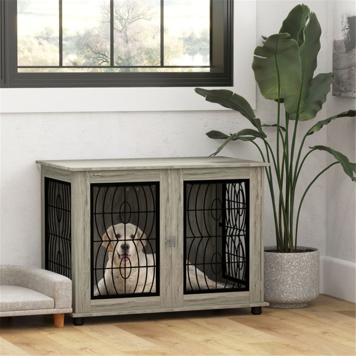 cortex-london-windsor-grey-wood-effect-dog-crate-side-table